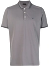 Emporio Armani Striped Rib Polo Shirt In Grey