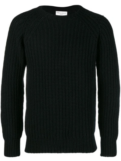Officine Generale Ribbed-knit Wool Jumper In Black