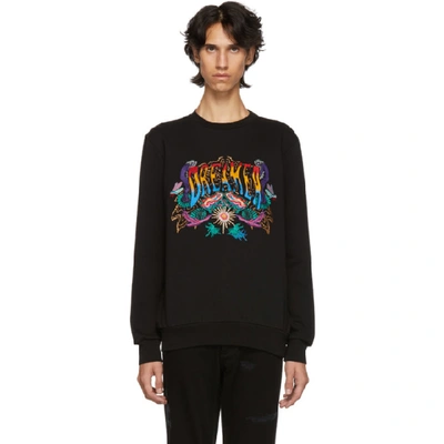 Paul Smith Dreamer Embroidered Cotton-jersey Sweatshirt In Black