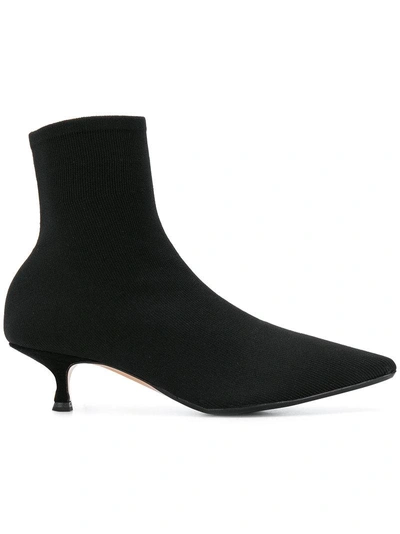Anna F Pointed Ankle Boots In Black