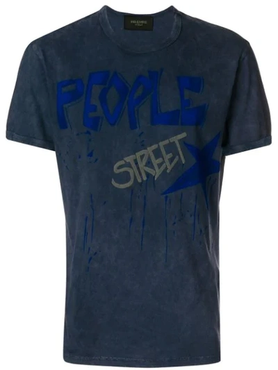 Mr & Mrs Italy Washed Text-print T-shirt In Blue