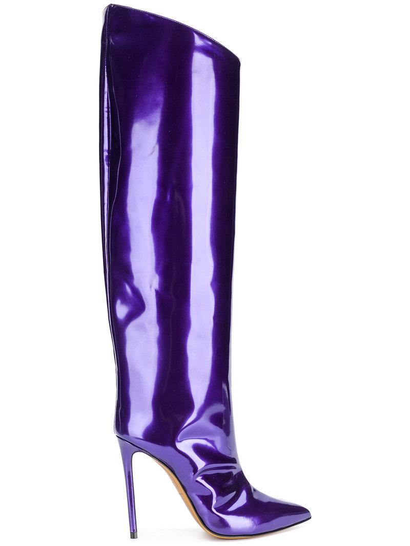 Alexandre Vauthier Alex Patent Knee High Boots In Purple | ModeSens