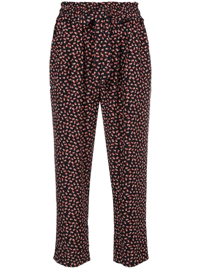 Chinti & Parker Mini Heart Print Cropped Trousers - Black