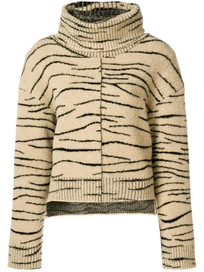 Ssheena Zebra Print Turtleneck Sweater In Neutrals
