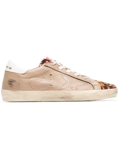 Golden Goose Nude, Brown And White Superstar Leather Trainers In Neutrals