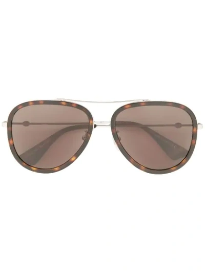 Gucci Eyewear Klassische Pilotenbrille - Braun In Brown