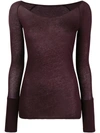 Humanoid Scoop Neck Long Sleeved Top - Red