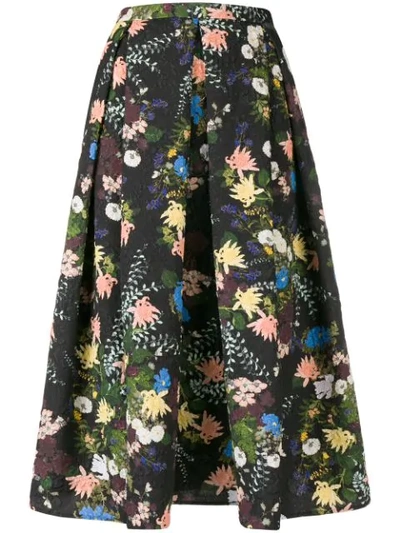 Erdem Floral Print Skirt In Black