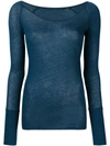 Humanoid Scoop Neck Long Sleeve Top - Blue