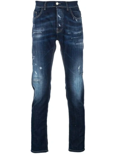 Frankie Morello Distressed Jeans In Blue