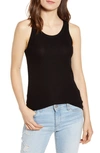 Ag Ebby Fitted Ribbed Tank In True Black