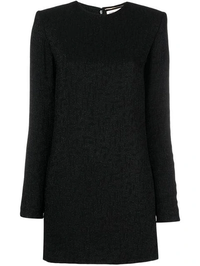 Saint Laurent Jacquard Pattern Mini Dress In Black