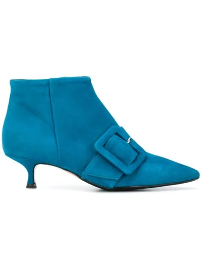 Anna F . Pointed Buckle Boots - Blue