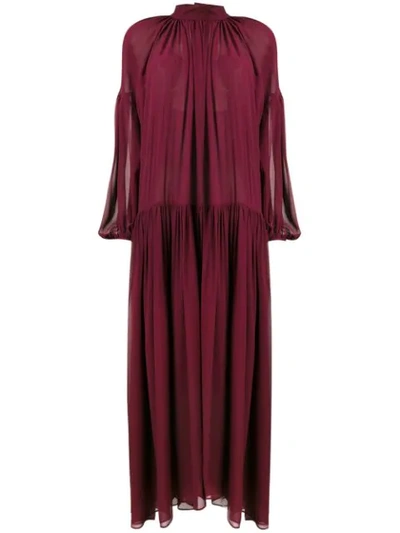 Stella Mccartney Oversized Gathered Silk-chiffon Maxi Dress In Red