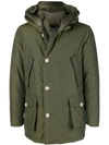 Woolrich Zipped Hooded Coat In Green