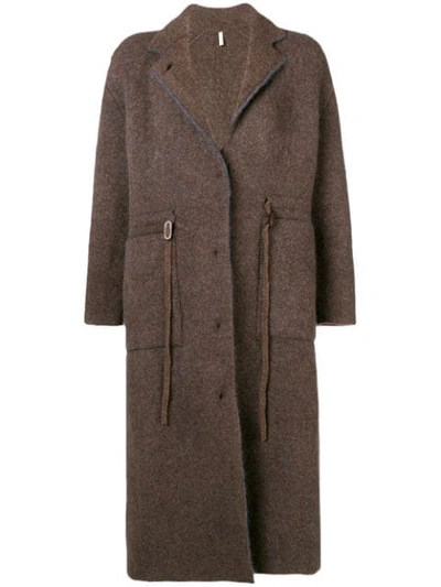 Boboutic Long Single Breasted Coat In Brown