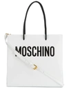 Moschino White Logo Print Tote Bag