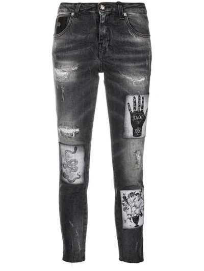 John Richmond Patch Detail Skinny Jeans - Grey