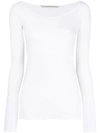 Humanoid Scoop Neck Long Sleeve Top - White