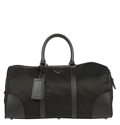 Prada Duffle Travel Bag In Black