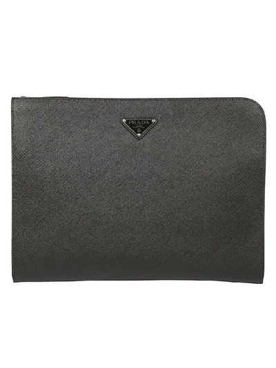 Prada Saffiano Tablet Case In Black