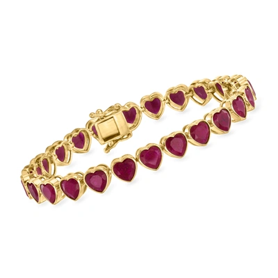 Ross-simons Ruby Heart Tennis Bracelet In 18kt Gold Over Sterling In Multi