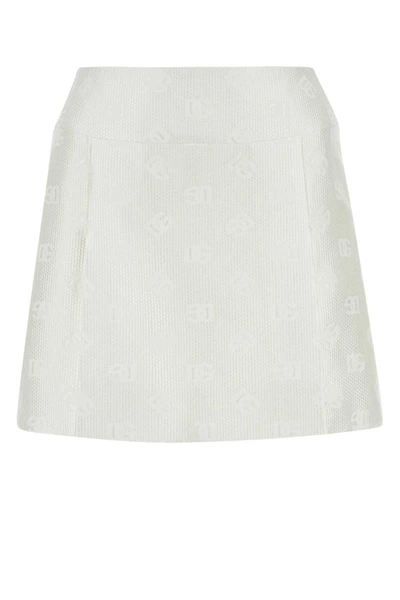 Dolce & Gabbana White Jacquard Mini Skirt