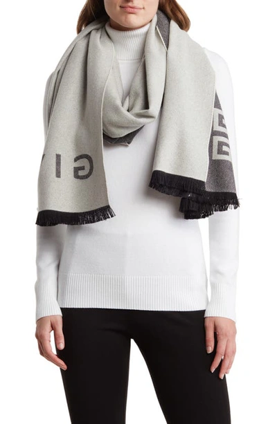 Givenchy Logo Jacquard Wool & Cashmere Scarf In Black White