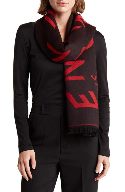 Givenchy Box Logo Wool Scarf In Black Red