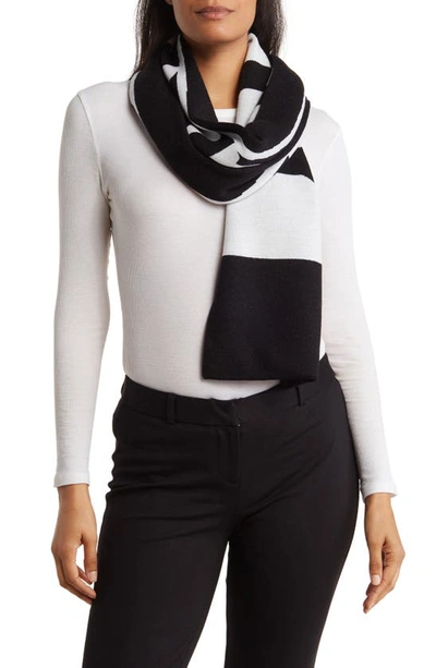 Givenchy Logo Jacquard Wool Football Scarf In Black White