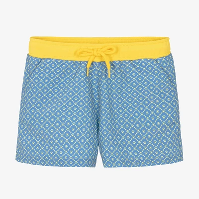 Tutto Piccolo Kids' Boys Blue & Yellow Paw Print Swim Shorts