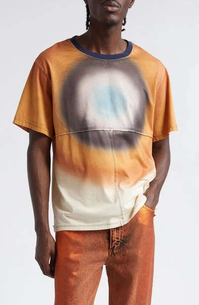 Eckhaus Latta Lapped Pima Cotton Crewneck T-shirt In Orange