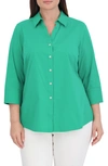 Foxcroft Mary Non-iron Stretch Cotton Button-up Shirt In Kelly Green