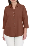 Foxcroft Mary Non-iron Stretch Cotton Button-up Shirt In Macchiato