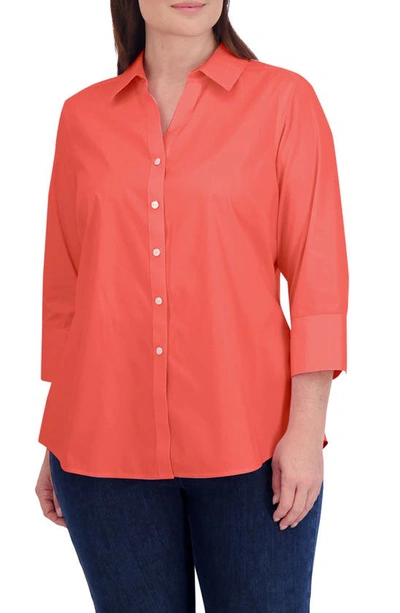 Foxcroft Mary Non-iron Stretch Cotton Button-up Shirt In Tangerine