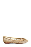 Yosi Samra Sadie Rhinestone Mesh Ballet Flat In Beige