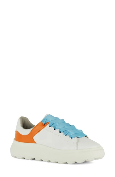 Geox Spherica Sneaker In White/ Orange