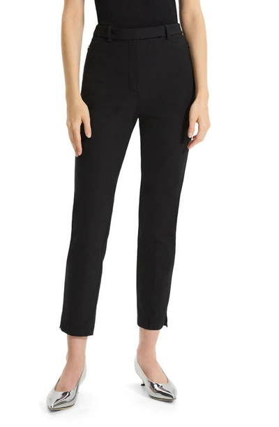 Theory Bistre High Waist Tapered Ankle Pants In Black