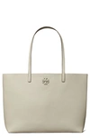 Tory Burch Mcgraw Leather Tote In Feather Gray