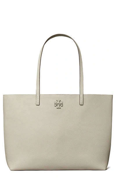 Tory Burch Mcgraw Leather Tote In Feather Gray
