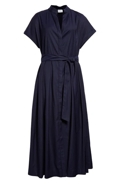 Eleventy Belted Virgin Wool Blend Shirtdress In Blue