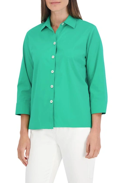 Foxcroft Kelly Button-up Shirt In Kelly Green