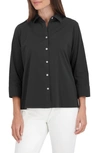 Foxcroft Sanda Cotton Blend Button-up Shirt In Black