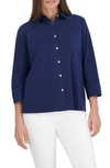 Foxcroft Sanda Cotton Blend Button-up Shirt In Navy