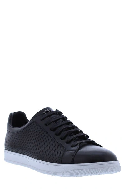 Zanzara Havana Perforated Leather Sneaker In Black