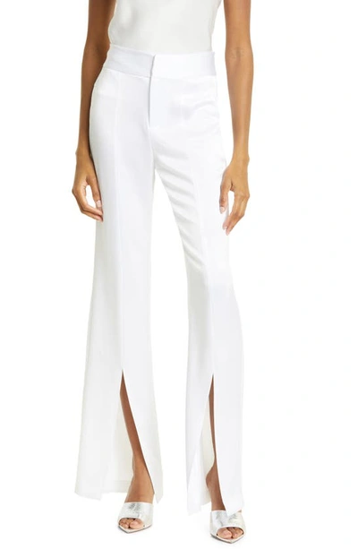 Alice And Olivia Jody Slit Front Satin Pants In White