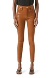 Frame Le High Skinny Leather Pants In Brown