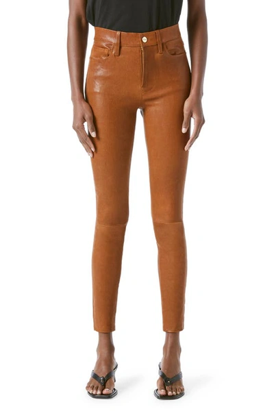 Frame Le High Skinny Leather Pants In Tobacco