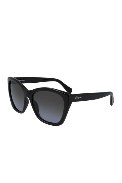 Ferragamo 56mm Square Cateye Sunglasses In Black