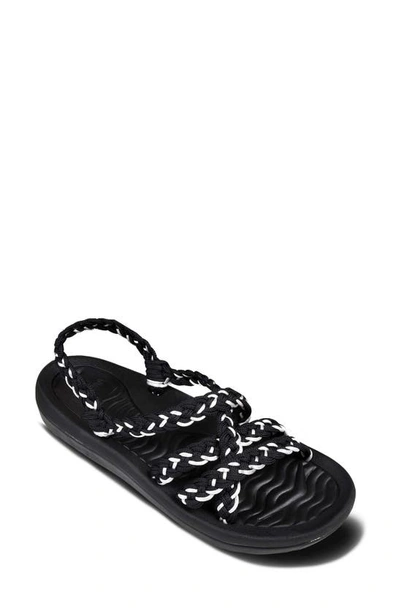 Aerosoft Braided Strap Sandal In Black-silver
